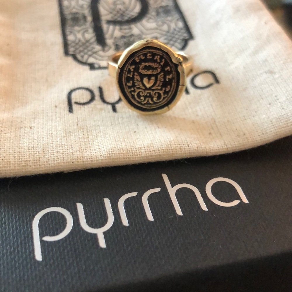 Pyrrha talisman ring true self 14k solid gold 6.5 antique wax seal rare heart - Picture 8 of 13